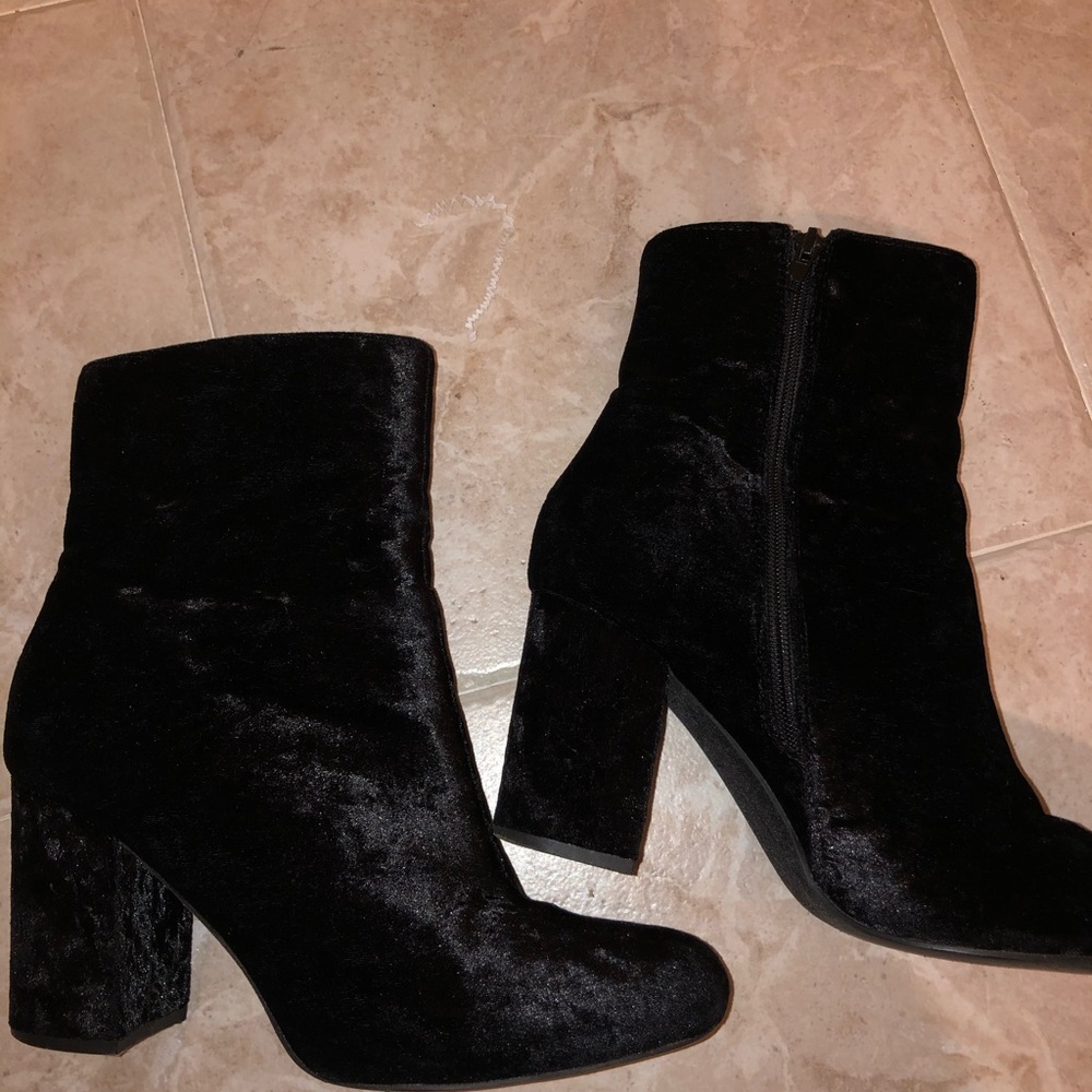Velvet Black Ankle Boots